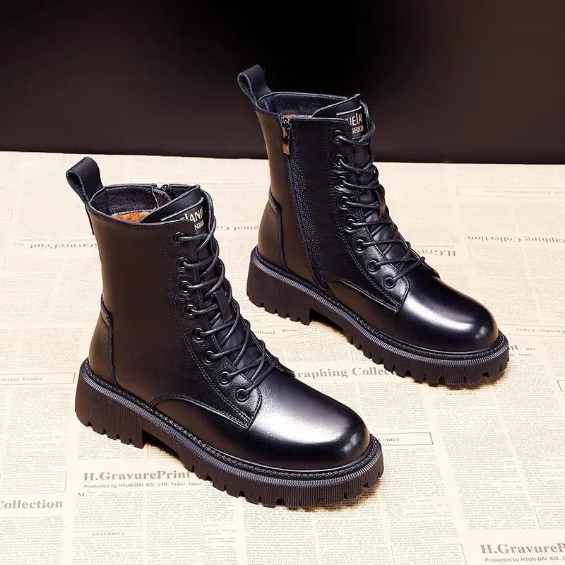 Élisabeth | Bottes d'hiver en cuir noir élégantes et robustes